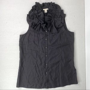 J.Crew Silk Ruffle Neck Button Down Blouse